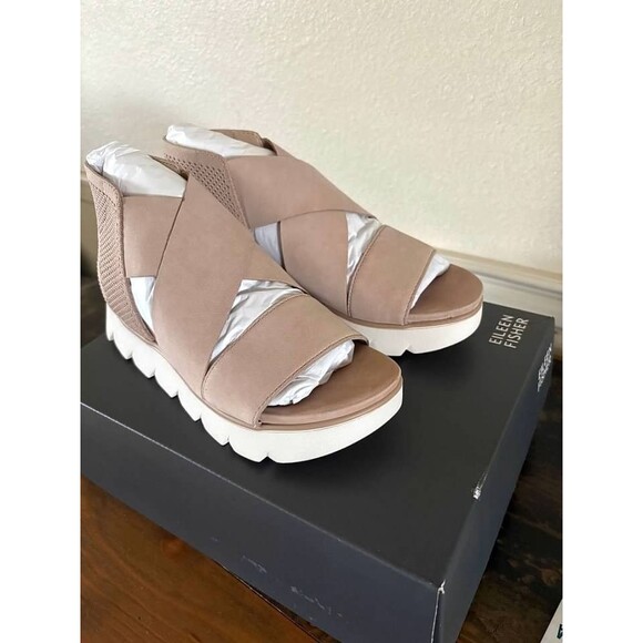 Eileen Fisher Shoes - Eileen Fisher Chant Leather Platform Wedge Sandal Women's Size-NIB- 8.5,9,10,11